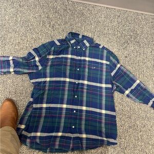 Vineyard Vines Blue and Green Casual Button Down Shirt